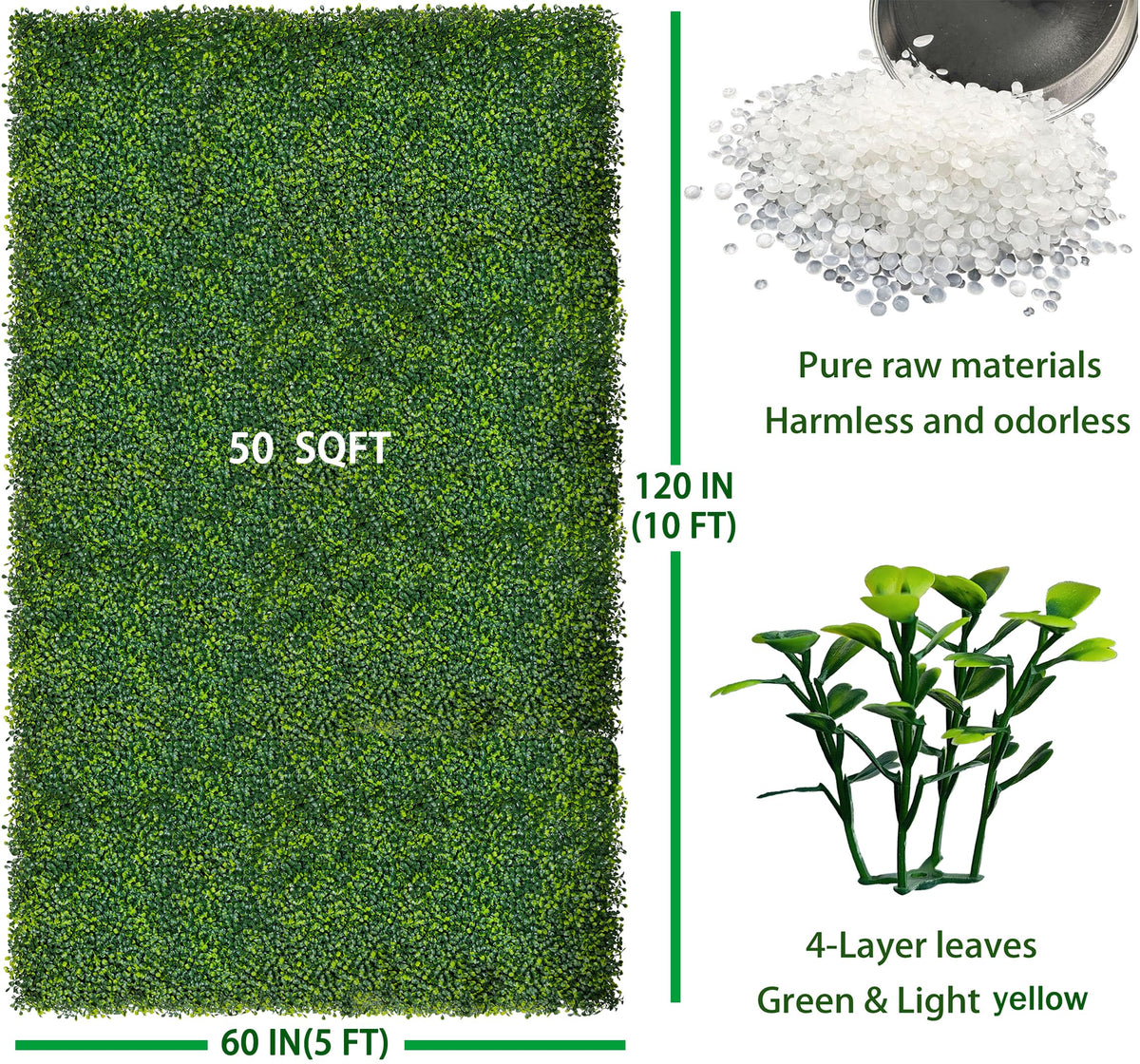 ODTORY Artificial Boxwood Panel Roll 5FT X 10FT (50 sqft) Greenery Backdrop