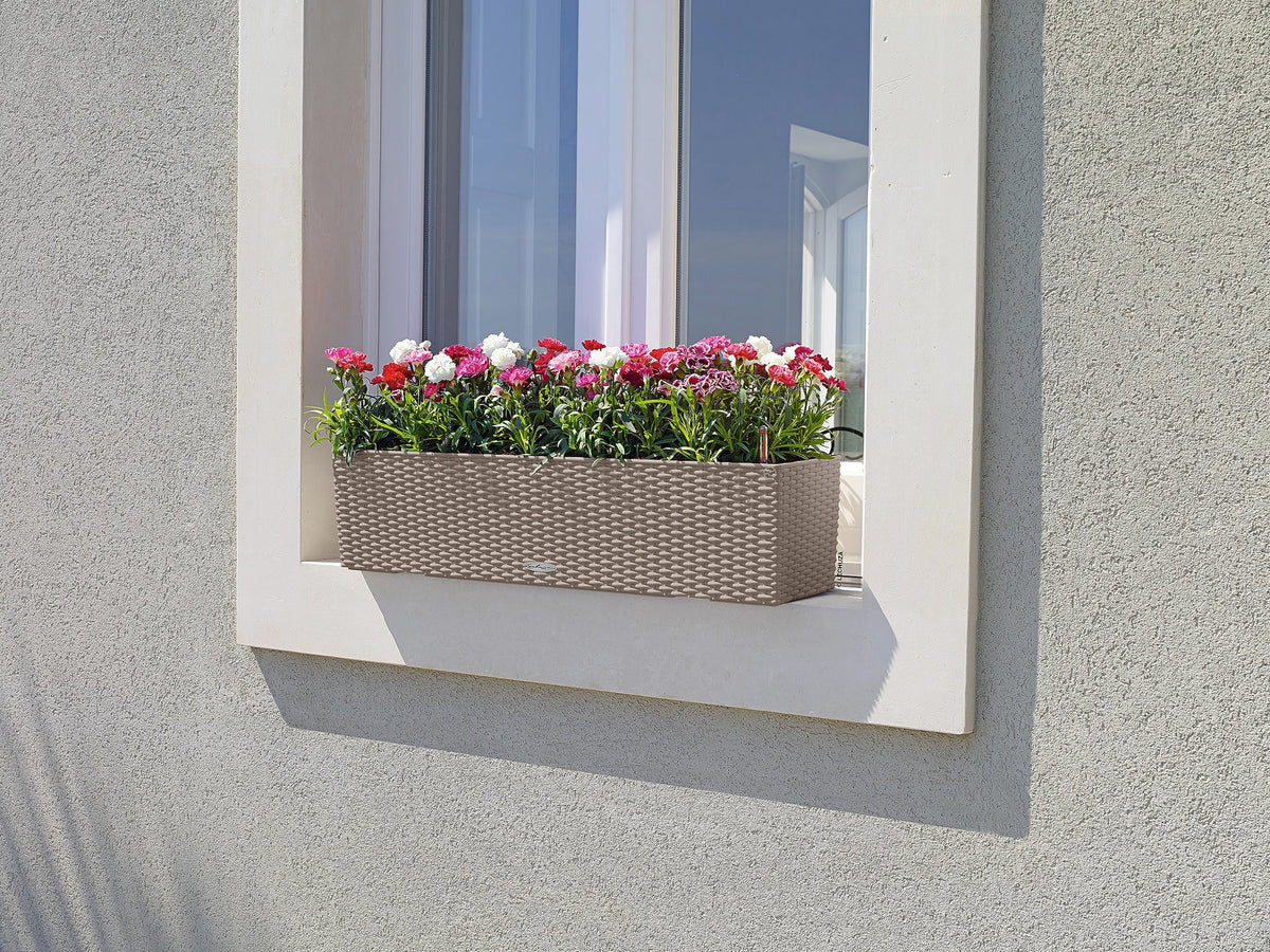 BALCONERA Cottage 80 Sand Brown, Self-Watering Window Box (Railing Planter), H7.5 L31.5 W7.5 in