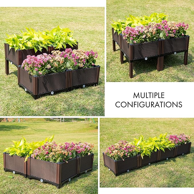 D'vine Dev Raised Beds - Elevated Garden Box with Drainage Plug, Standing Planter Beds for Vegetable/Flower/Herb Gardening Kit, RGB-4