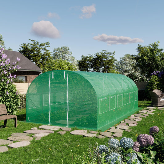 TOOLPORT 10x20 ft Tunnel Greenhouse, 180g PE Cover, Green Transparent
