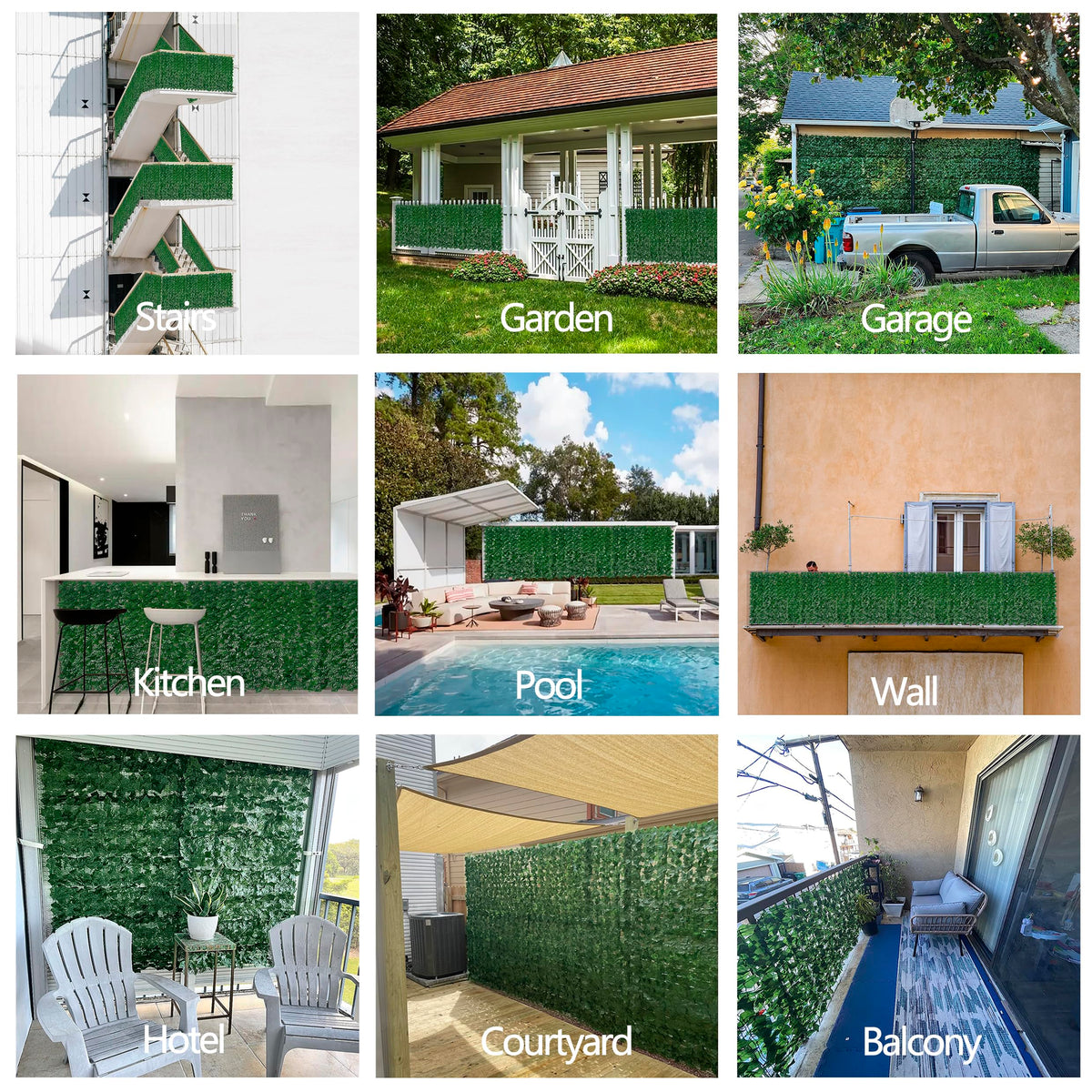 Balcony Privacy Screen, 60"x 120" Artificial Ivy Privacy Fence Panel