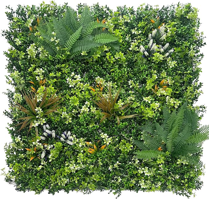 ODTORY Artificial Grass Boxwood Hedges Wall Panels: 40" x 40" (11.5 sqft) UV-Anti Faux Greenery Fake Ivy Leaves Privacy Fence Screen Backdrop for Garden Covering Privacy, Outdoor Indoor Decor