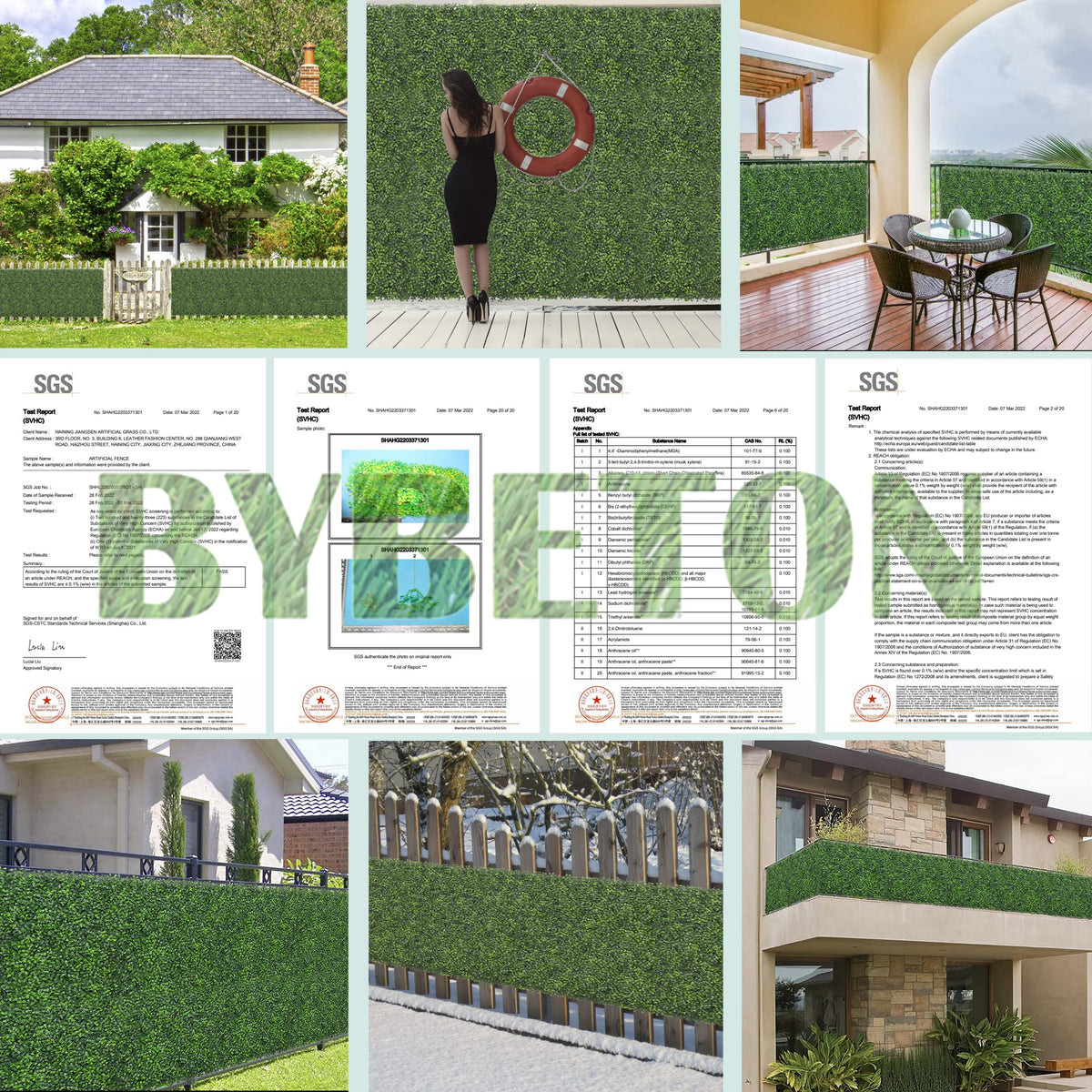 Bybeton Artificial Grass Wall Panel,10"x 10"(12Pcs) Boxwood Faux Green Wall Panels for Interior Wall, Backdrop Wall,Garden Wall and Indoor Outdoor Plant Wall Decor