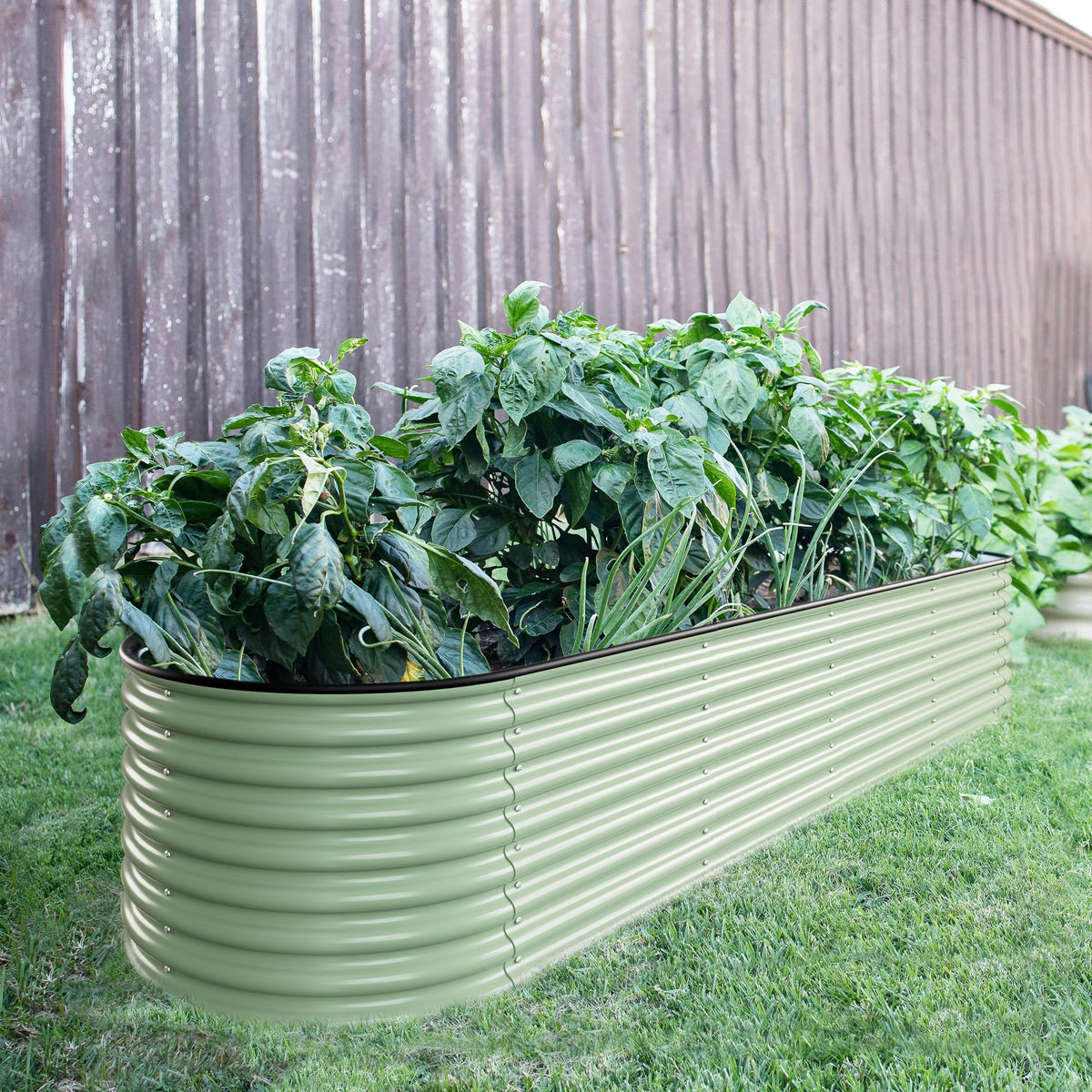 MUPATER 8x2x2ft Galvanized Raised Garden Bed, 9-in-1 Metal Planter Box