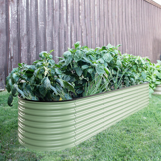MUPATER 8x2x2ft Galvanized Raised Garden Bed, 9-in-1 Metal Planter Box