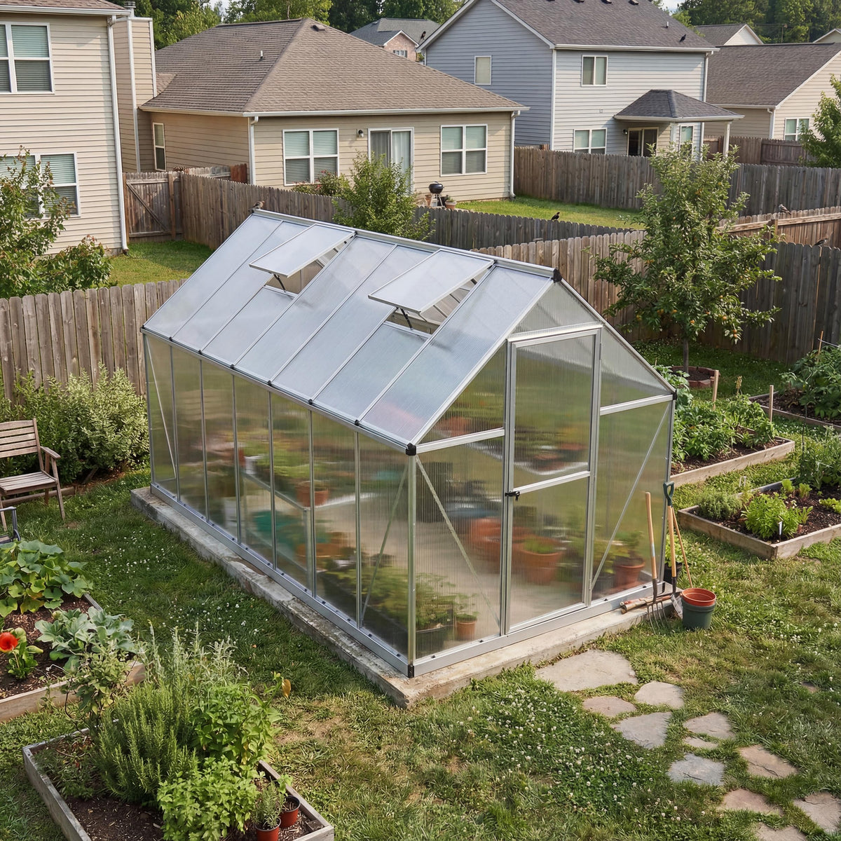 Palram - Canopia Mythos 6' x 14' Polycarbonate Aluminum Greenhouse, Silver