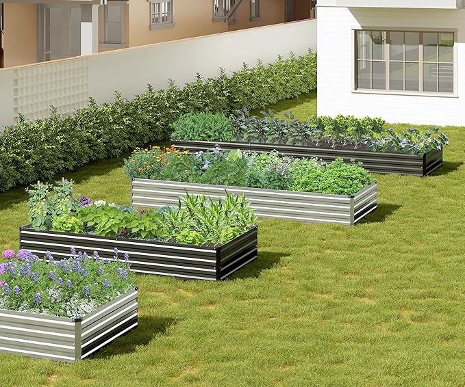Easllre 2PCS 9x3x1ft Galvanized Raised Garden Bed Kit, Galvanized Planter Raised Garden Boxes Outdoor, Large Metal Raised Garden Beds for Vegetables,Black