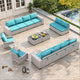15 Piece Outdoor Wicker Patio Furniture Set with Swivel Chairs