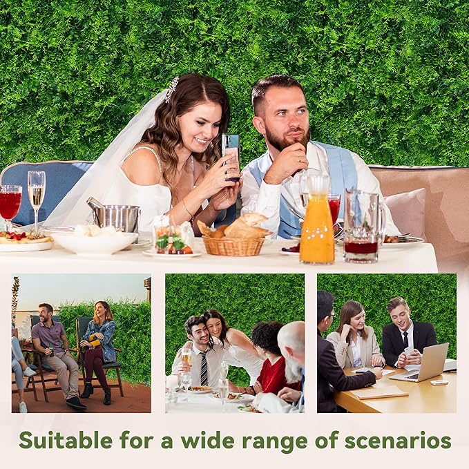 DOPGIB Greenery Faux Grass Wall Backdrop: 20"x20" (16P) UV-Anti Artificial Green Boxwood Panel for Patio Balcony Privacy & Ivy Fence Covering Privacy, Garden, Backyard Wall Backdrop Decor