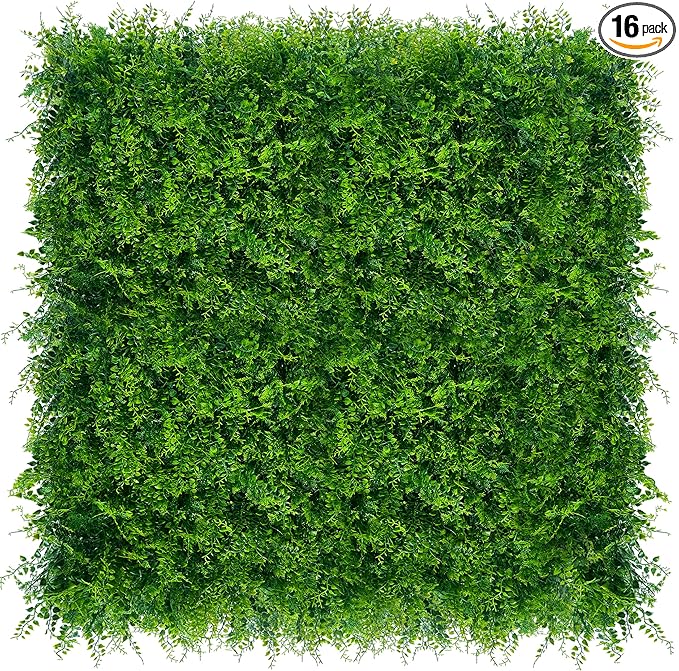 DOPGIB Greenery Faux Grass Wall Backdrop: 20"x20" (16P) UV-Anti Artificial Green Boxwood Panel for Patio Balcony Privacy & Ivy Fence Covering Privacy, Garden, Backyard Wall Backdrop Decor