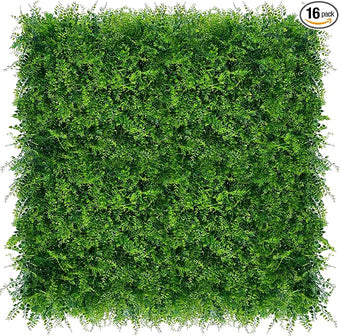 DOPGIB Greenery Faux Grass Wall Backdrop: 20"x20" (16P) UV-Anti Artificial Green Boxwood Panel for Patio Balcony Privacy & Ivy Fence Covering Privacy, Garden, Backyard Wall Backdrop Decor