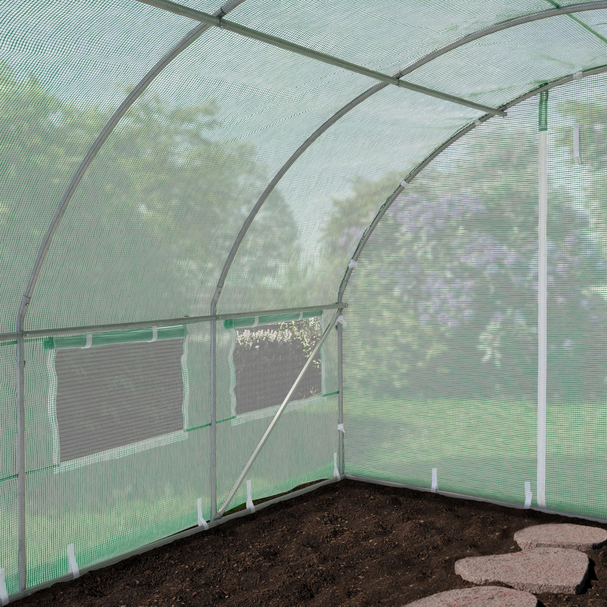 TOOLPORT 10x20 ft Tunnel Greenhouse, 180g PE Cover, Green Transparent