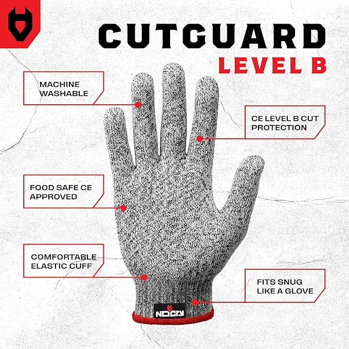 NoCry Premium Cut Resistant Gloves Food Grade for Kitchen — Superior Comfort and Dexterity; Level 5 Protection - Small, Original (Grey), 3 pack