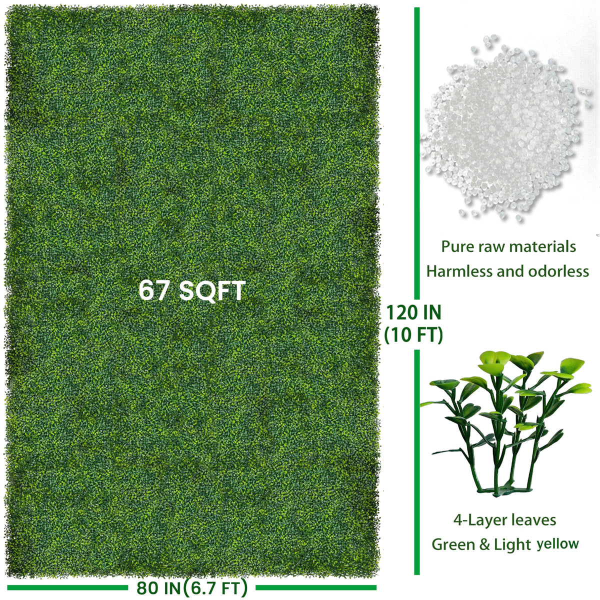 ODTORY Artificial Boxwood Roll Panel 80X120 in (67 sqft) Greenery Backdrop